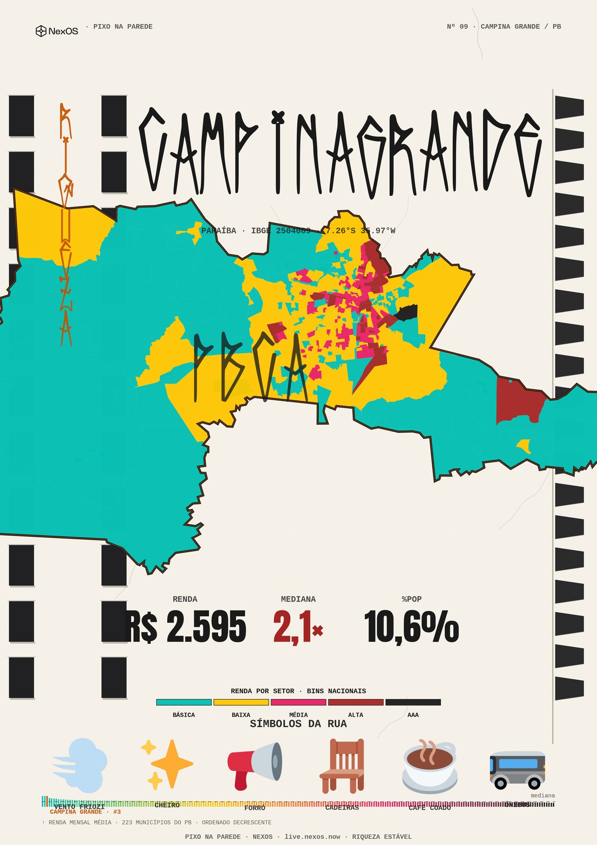 Pôster Tramas de Campina Grande, PB: raio-X territorial em um cartaz