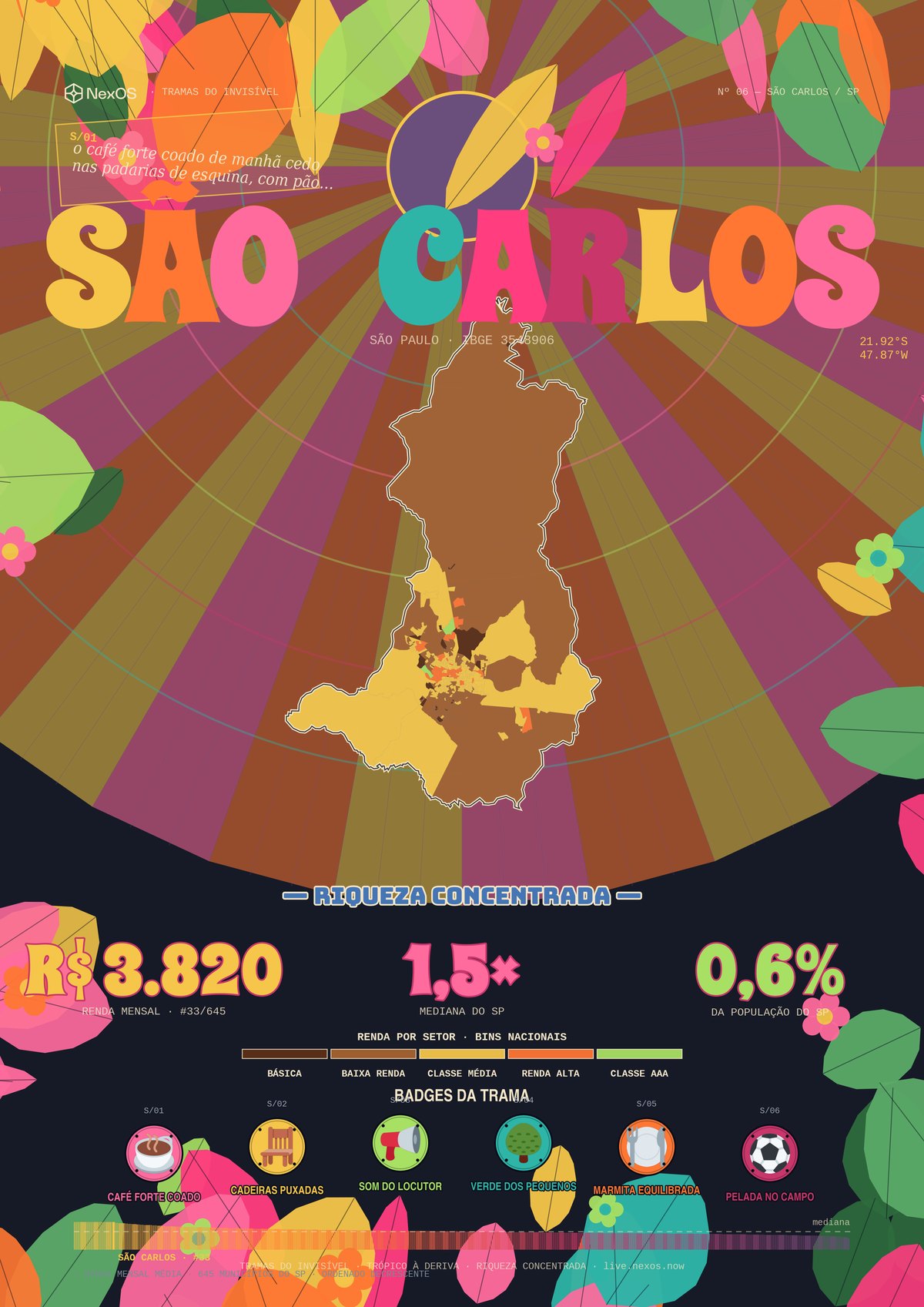 Pôster Tramas de São Carlos, SP: raio-X territorial em um cartaz