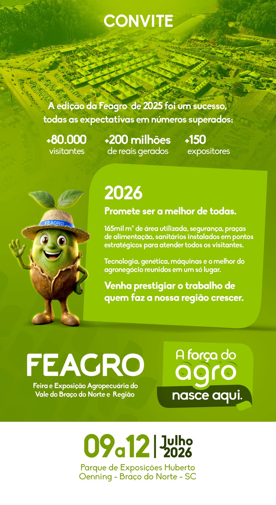 Official Feagro 2026 poster — Agricultural Fair and Exposition of the Braço do Norte Valley