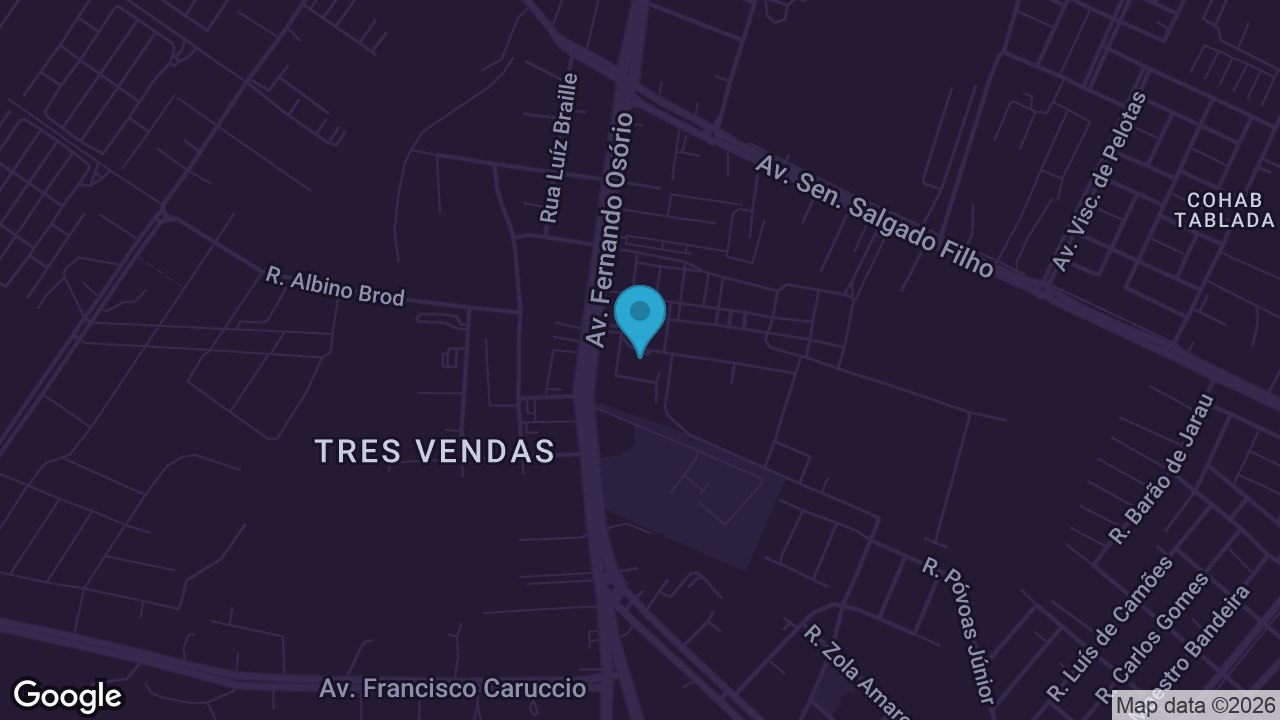 Location of FENAGEN 2026 — Pelotas Rural Association park, Av. Fernando Osório, on the NexOS dark map